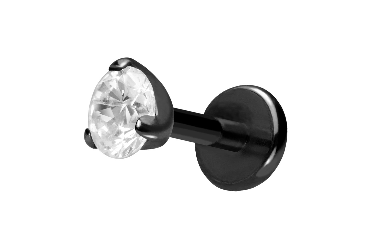 Titan Labret Piercing mit Push Fit EINGEFASSTER KRISTALL